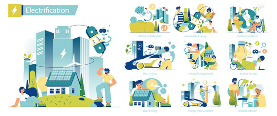 Electrification. Flat Vector Illustration