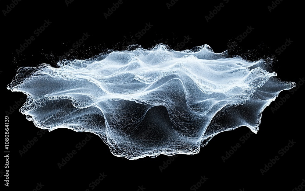 Poster abstract representation of waves in a dark space showcasing fluid movement and dynamic patterns in a