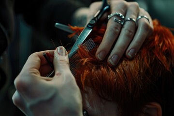 Hair Coloring In A Beauty Salon. Professional wizard paints the hair in the salon. Beauty concept, hair care. Hairdressing Services.