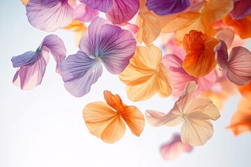 Delicate Pastel Flower Petals Floating in the Air - Nature Photography
