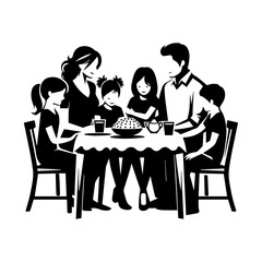 Simple Vector Icon of a Family gatherings – Logo Design Illustration