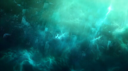 Fototapeta premium Digital technology banner green blue texture background. Generative AI.