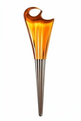 Orange glass torch with metal base.