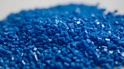 Blue Plastic pellets Background Close-up Plastic granules Polymer plastic beads resin polymer