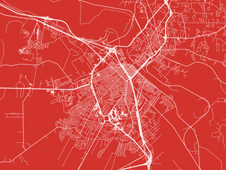 Christmas Map of Alexandria Louisiana, USA in Snowy White on Festive Red Background.