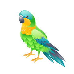 Illustration of a parrot, realistic in 3D style.
