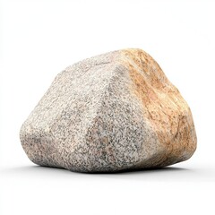 Obraz premium Natural Granite Rock on White Background, Abstract Stone Form, Organic Texture and Shape, Isolated Stone for Design and Decoration, Earthy Tones and Unique Patterns