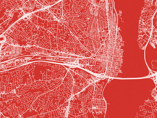 Christmas Map of Alexandria Virginia, USA in Snowy White on Festive Red Background.