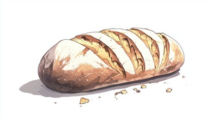 Freshly Baked Artisan Bread Loaf with a Crispy Crust and Soft Interior, Perfect for Culinary Displays, Food Photography, or Baking Inspiration