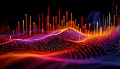 A dynamic graph with fluctuating data points in vibrant colors, symbolizing real-time AI data analysis