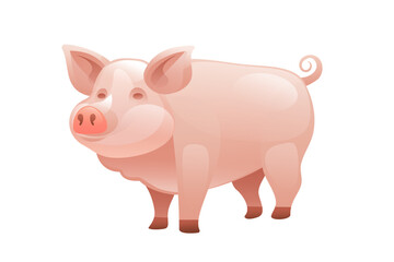 Illustration of a pig, realistic in 3D style.