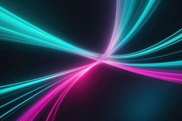 Stunning Turquoise and Magenta Gradient Light Flowing on Deep Night Sky Background