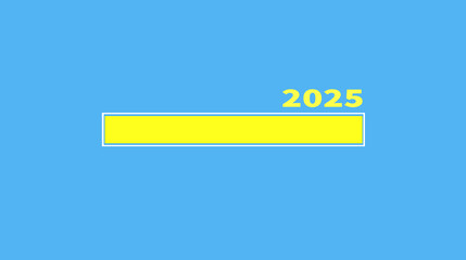 New year 2025 loading bar on blue background animation