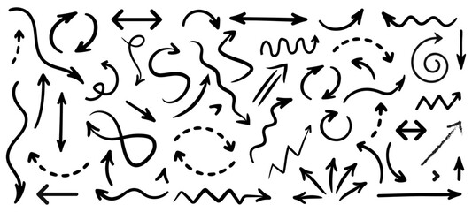 Arrow vector elements hand drawn arrows brush stroke curly arrow collection