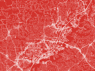 Christmas Map of Alpharetta  Georgia, USA in Snowy White on Festive Red Background.