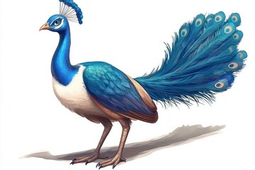 Fototapeta premium Stunning Digital Illustration of a Colorful Peacock with Vibrant Feathers Showcasing Elegance and Beauty in a Minimalist Style for Artistic Inspiration