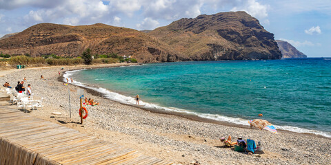 Fototapeta premium Beach of Las Negras, Las Negras Village, Cabo de Gata-Níjar Natural Park, UNESCO Biosphere Reserve, Hot Desert Climate Region, Almería, Andalucía, Spain, Europe