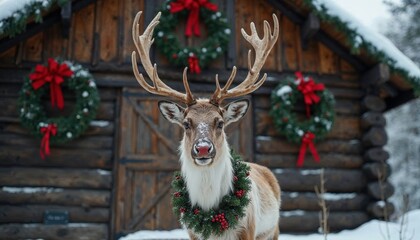 Close-up shot of funny reindeer