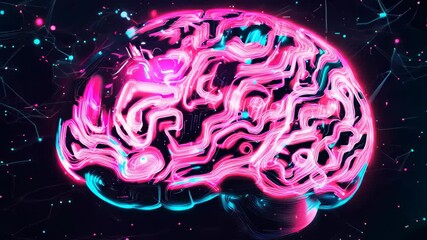 AI brain cut out. Colorful ai brain on transparent background Video - Powered by Adobe