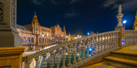 Naklejka premium Plaza de España, Ibero-American Exposition of 1929, Sevilla, Andalucía, Spain, Europe