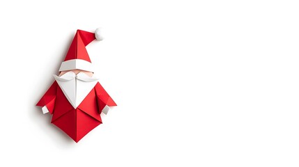 Naklejka premium Origami Santa Claus on White Background