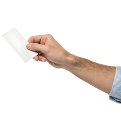 Fototapeta premium Hand Holding Blank Card for Presentation isolate on transparent background cutout, PNG file, Cutout file