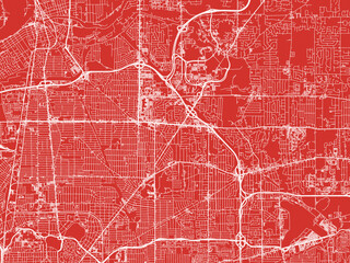 Christmas Map of Amherst  New York, USA in Snowy White on Festive Red Background.