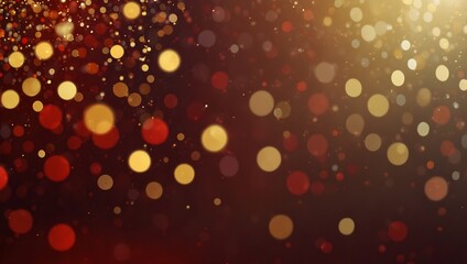 A dark background with many small, colorful, blurry circles. Gold, red, and other colors.


