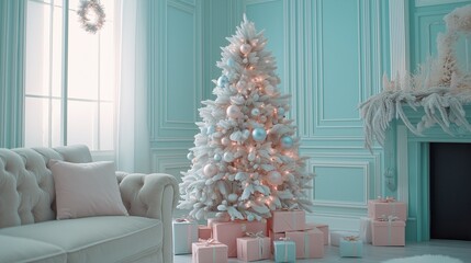 Pastel Christmas Living Room Decor