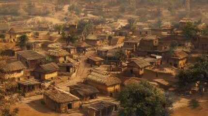 Obraz premium Village with mud houses and scarce resources
