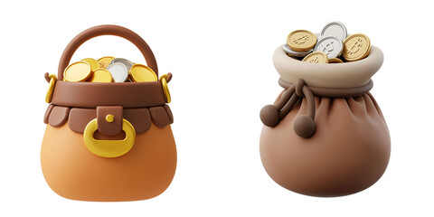 Christmas decoration concept. colorful pouch filled with coins, showcasing playful design
