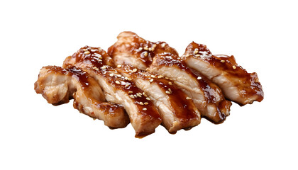 Savory teriyaki chicken on a transparent background. isolated background.