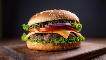 photo of a tasty burger for shop food lovers business etc generative ai