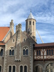 Fototapeta premium old building on the central square. tower clock repair