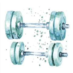Naklejka premium Watercolor Style Dumbbells Illustration for Fitness and Exercise Themes, Ideal for Health and Wellness Materials, Gym Promotions and Sport-Related Designs