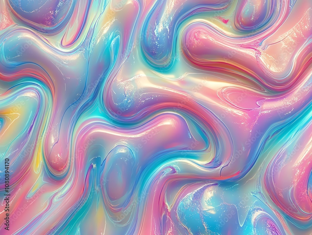 Aufkleber Abstract background with a colorful and vibrant iridescent pattern of liquid swirls.