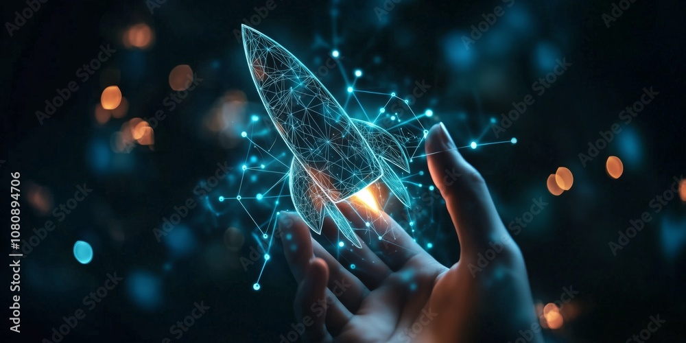 Poster Harnessing Innovation A Comprehensive Conceptual Visualization of Business Growth in the Evolving Digital Era, where ambition, creativity, and collaboration drive success through new technology