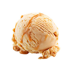 scoop of caramel ice cream isolated on transparent background 