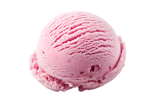 scoop of pink ice cream isolated on transparent background 