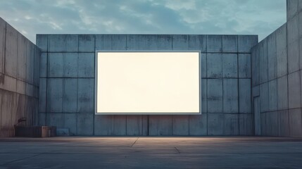 Obraz premium Blank billboard sign mockup on smooth concrete overcast sky even lighting