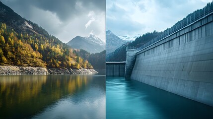 Obraz premium A Majestic Dam: Where Nature's Power Meets Human Ingenuity
