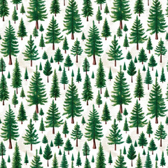 Seamless evergreen tree pattern for Christmas merchandise, wallpaper and fabric