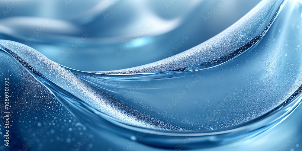 Poster abstract blue liquid surface with smooth waves and subtle light reflections.