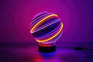 Vibrant Electric Neon Orb - Three-Dimensional Luminescent Globe