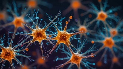 A microscopic view of neurons with intricate branches and connections.
