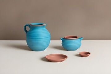 Handcrafting Pottery - Clay Molding Process Isolated on White Background Generative AI illustration