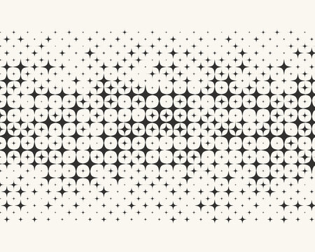 Retro abstract geometric design with halftone four-pointed stars texture, futuristic and dynamic backdrop