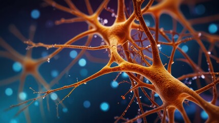 A close-up of a neuron, a nerve cell in the human brain.