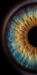 Makroaufnahme der menschlichen Iris mit komplexen Farben und Texturen