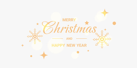 Merry Christmas and Happy New Year.Golden holiday banner with snowflakes.Winter season.Vector.